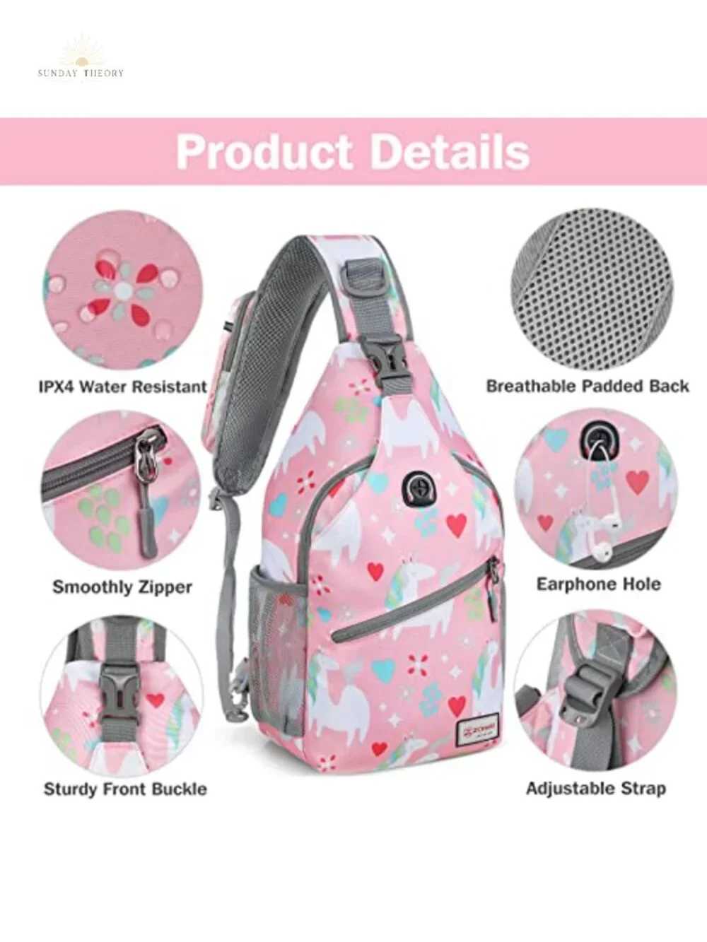 Water Resistant Nylon Sling Backpack for Travel Hiking Crossbody Daypack Anti